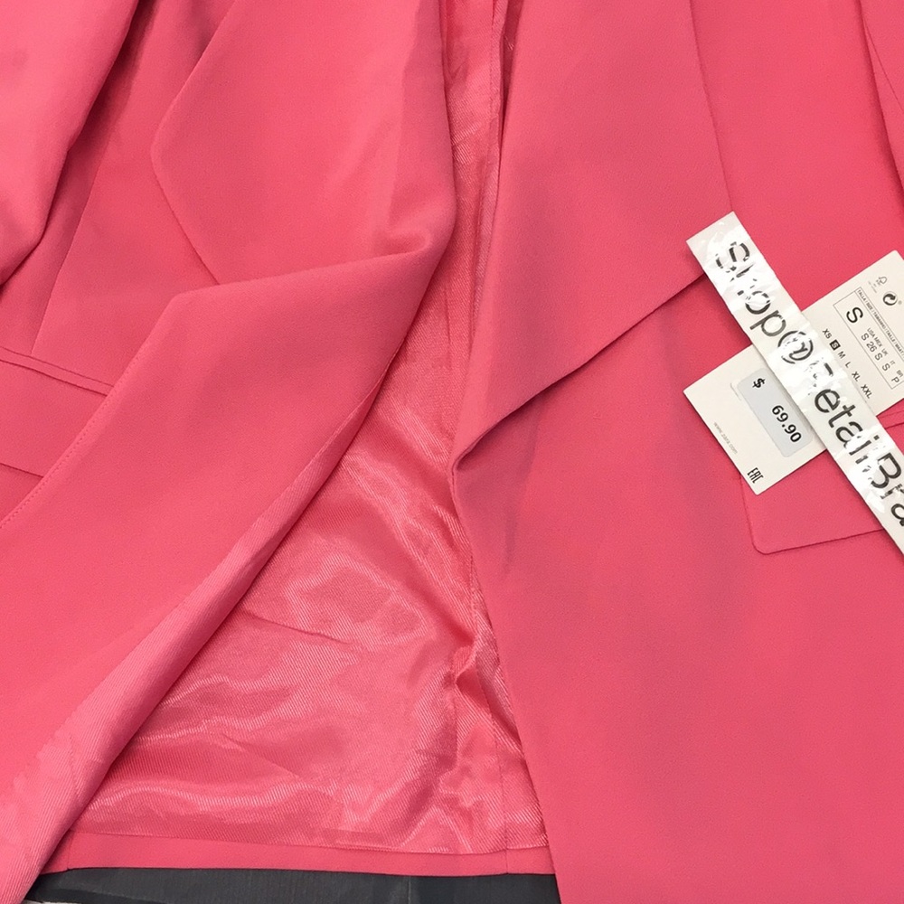 ZARA BUBBLEGUM PINK GOLD TONE BUTTON FLYAWAY BLAZER WITH LAPEL COLLAR $69.90 - Picture 3 of 9
